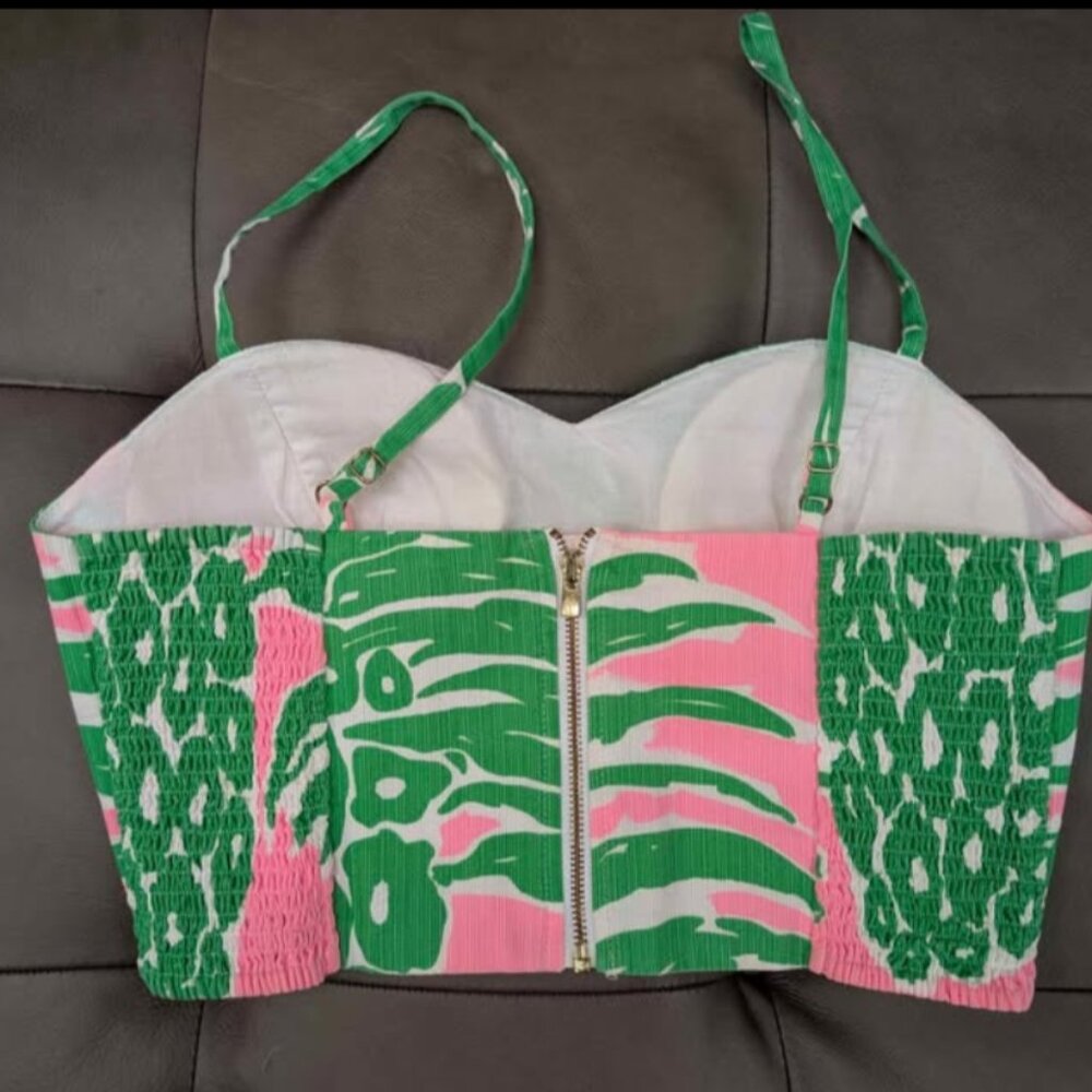 Lilly Pulitzer Parfait 2 piece Crop Top Set / Pink Flamenco / Size 00 - Picture 3 of 4